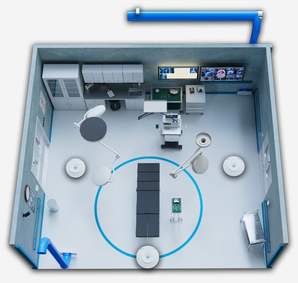 Set up of testing the O3 in an Operating room