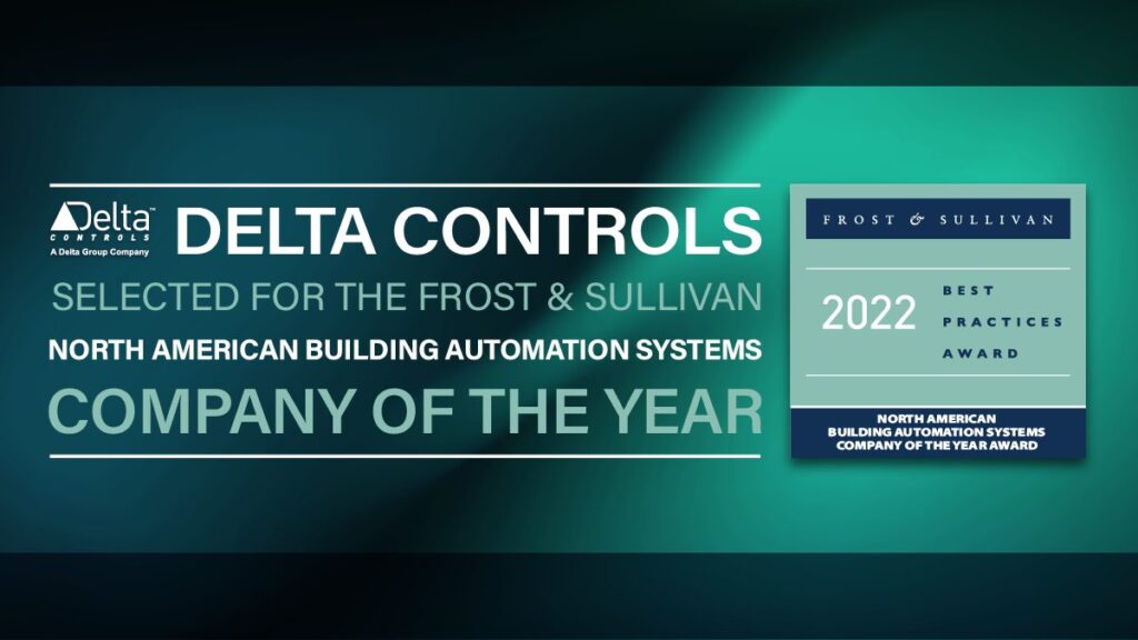 Delta Controls selected by Frost & Sullivan as the 2022 North American Building Automation Systems Company of the Year.